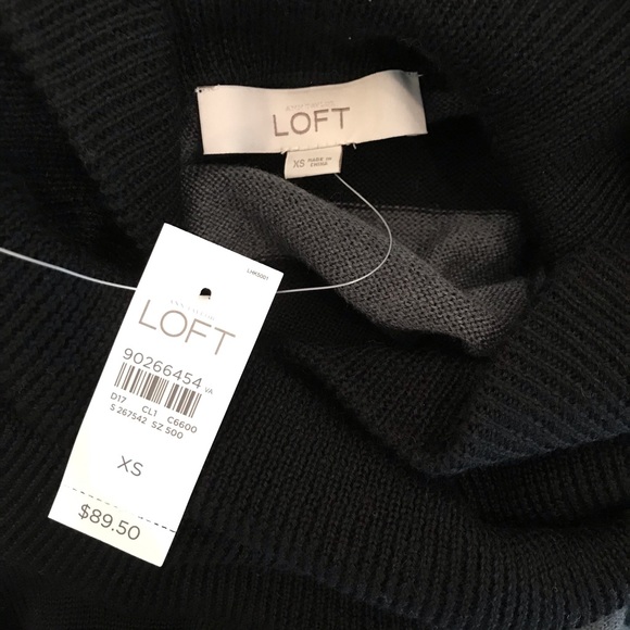 NWT ANN TAYLOR LOFT Black & Gray Sweater Dress XS - Picture 5 of 6